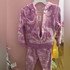 3T purple Juicy Couture zip up sweatsuit- velour